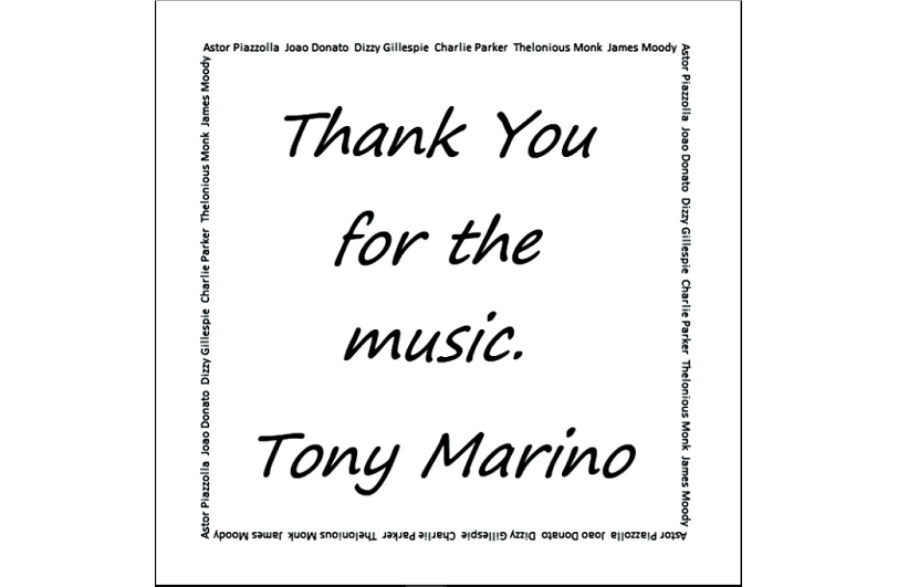 Tony Marino, Thank You For The Music, Original Jazz, Album Review, Composer, Musician, Music Blog, Music Review, Indie Blog, Review, Review, Indie Blog, Independent Music, Unsigned Artists, Music Promotion, Music Submissions, Producer Community, Music Tech Reviews, Music Tech Blog, Single Review,